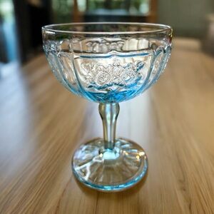 Anchor Hocking, Mayfair Open Rose, Blue Champagne/Sherbet Glass, one glass only